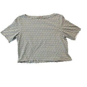 J McLaughlin Shirt Womens‎ Medium Geometric Cropped Casual Blouse Ladies